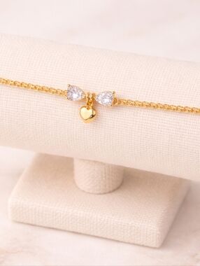 NWOT Stainless Steel Bow Charm Bracelet